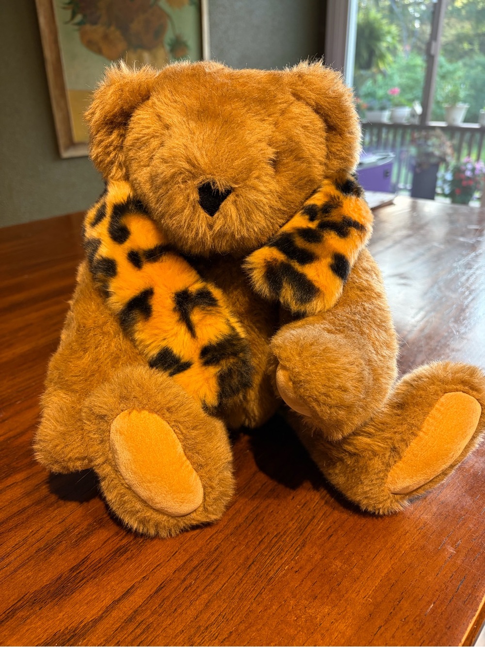 Vermont Teddy Bear with Leopard-Print Scarf